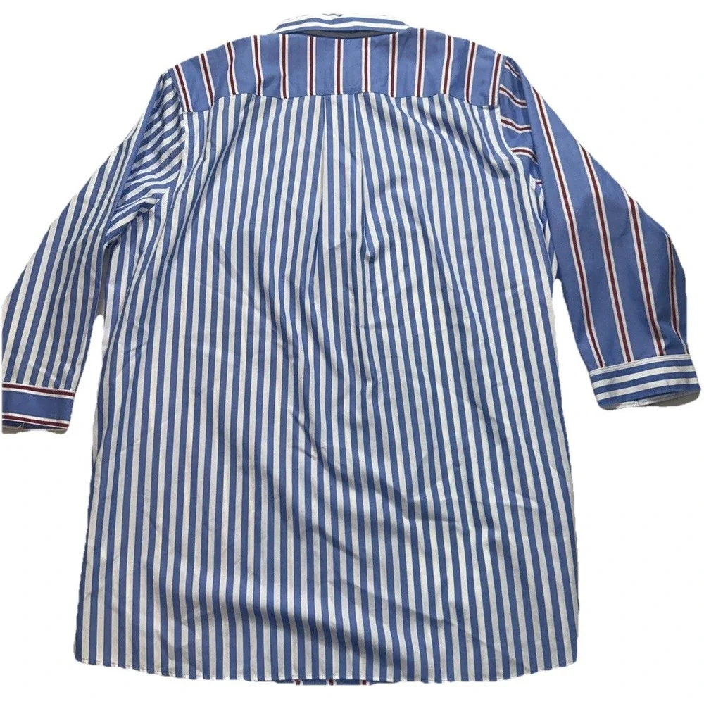 Lands End‎ Women's Red/White/Blue Vertical  Striped Button Up, Sz 18, 3/4 Length - Picture 9 of 9